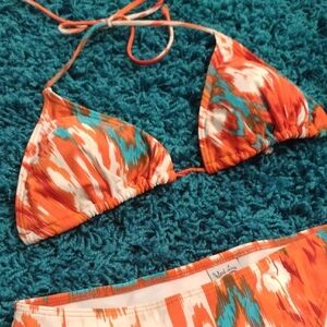 Orange and Blue Bikini Set